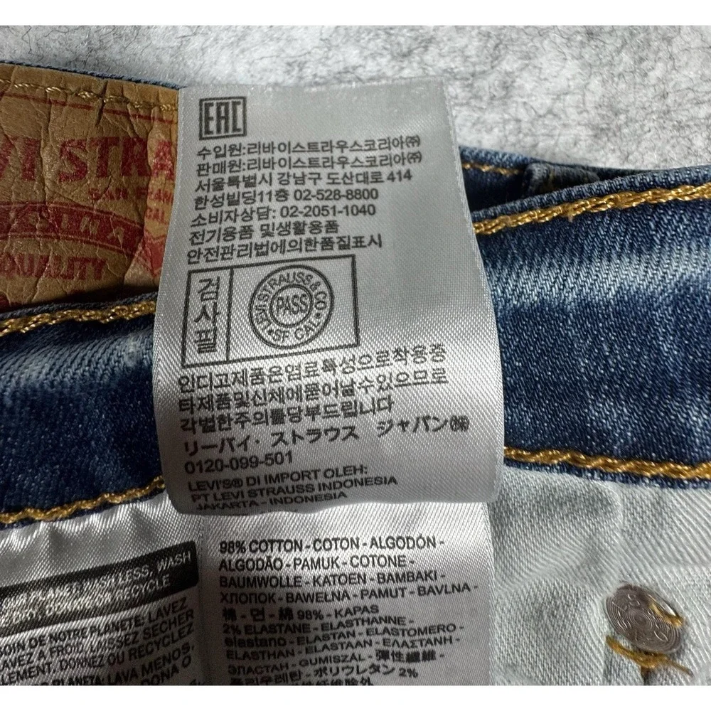 Levis 513 Jeans Mens 34x32 Blue Slim Straight Stretch Denim Medium Wash Pants